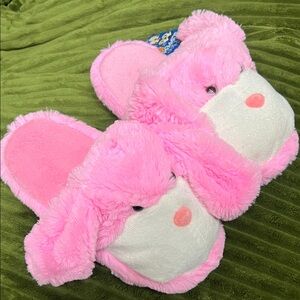 Pink Plush Dog Slippers